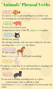 Animals Phrasal Verbs In English With Meanings Examples Eslbuzz Learning English Learn English Words English Verbs Learn English