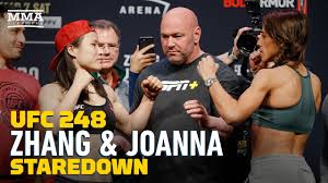 Joanna jedrzejczyk speaks with ariel helwani a few weeks after his instant classic title fight vs. Zhang Weili Vs Joanna Jedrzejczyk Ufc 248 Weigh In Staredown Mma Fighting Youtube