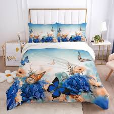 Get it tomorrow, mar 4. New Bedding Set Flower Duvet Cover Butterfly Bedding Set Blue Butterfly On The Flower Bedding Double Single Twin Full Queen King Size Us Eu Uk Size Comforter Cover Home Textile Wish