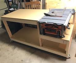 Finished Up This Workbench Outfeed Table For My Table Saw Late Last Night I M Really Happy With How It Turned Out Diy Table Saw Table Saw Workbench Table Saw