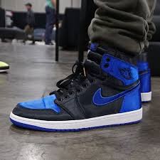 Link In Bio Air Jordan 1 Black Royal Satin On The Feet Of Jordan Brand S Gemo Wong At The Agendashow In Las Vegas Jordan 1 Black Air Jordans Sneakers Nike