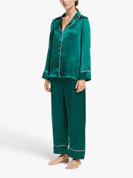 John Lewis Partners Taylor Silk Pyjama Set Green At John Lewis Partners
