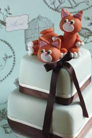 Baby Shower Kitten Cakes Ginger Cat Birthday Cake Two Tier Vanilla Sponge Fondant Iced Cake Dolci Torte