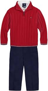 Buy Tommy Hilfiger Baby Boys 3 Piece Pullover Sweater Button Down Shirt And Pants Set Online In Indonesia B095xkzq9b