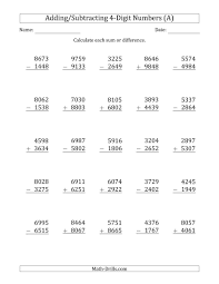The 4 Digit Plus Minus 4 Digit Addition And Subtraction With Some R Decimals Worksheets Addition With Regrouping Worksheets Addition And Subtraction Worksheets