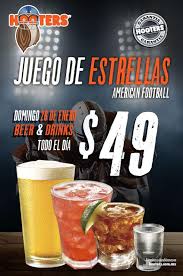 Gran jornada de fútbol la que tendremos hoy domingo 4 de noviembre. Promocion Hooters Pro Bowl Nfl Cerveza Y Drinks A 49 Todo El Dia Hoy Domingo