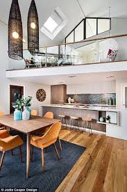 kitchen dining living, loft kitchen