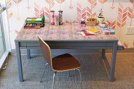 String peel and stick wallpaper. Re Cover An Art Desk For Less Than 30 Spoonflower Blog