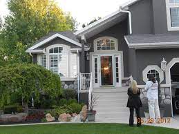 Stucco grey exterior house paint colors. Pin By Nia Lewis On Exteriors Stucco House Colors Stucco Homes House Paint Exterior