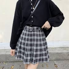 Y2k retro plaid midi skirt | fairy grunge boho aesthetic | high waisted 90s style. Grunge Plaid Pleated Mini Skirt Harajuku Outfit Gurus Kawaii Stop