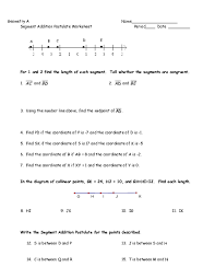 Doc Segment Addition Postulate Worksheet Kailianna Smith Academia Edu