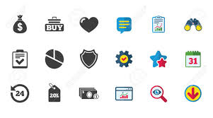 Online Shopping E Commerce And Business Icons Checklist Like