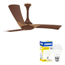 Made of steel, with curved elements for dimension, this design is finished in a smooth white. Buy Luminous Raptor 1200 Mm 3 Blade Ceiling Fan Tuscan Red With 9 W Round B22 D Led Online At Low Prices In India Amazon In