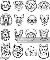 Vector Dogs Black Icons Set Dog Drawing Dog Line Drawing Dog Line