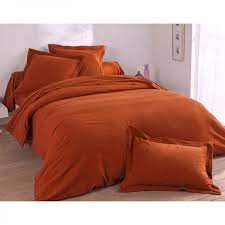 Parure de couette lit double en douce flanelle de coton à motif. Housse De Couette Flanelle Unie Laureat Orange 3 Suisses