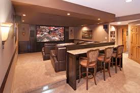 Bar Behind Chairs Disguises The Platform For Stadium Seating Home Theater Design Bars For Home Media Room Design