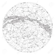 high detailed sky map of northern hemisphere with names of stars