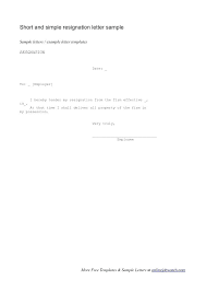 Short Resignation Letter Simple Resignation Letter Experimental ...