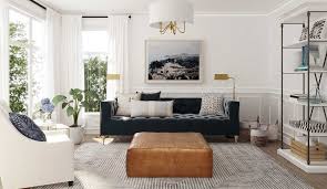 Oxford tufted black leather ottoman coffee table zin home. How To Use An Ottoman As A Coffee Table And More Havenly Blog Havenly Interior Design Blog