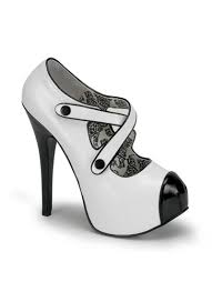 White Black Bordello Shoes with Straps - Teeze-23