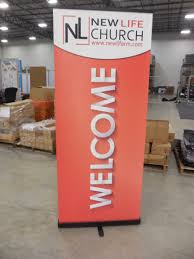 New Life Church In Rocky Mount Nc Uses Bright Orange Retractable Signage With Large Text To Welcom Church Banners Designs Church Banners Church Welcome Center