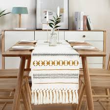Table Runner 14 X 79in Cotton Crochet Lace Table Runner With Tassels For Home Dining Farmhouse In 2020 Table Linens Lace Table Runners Farmhouse Style Table