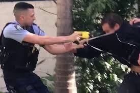 A reference to being tased or being tasered would generally give the same impression to most people my personal preference would be for tasered. i think taser will become a genericized. Aboriginal Man Tasered In Face By Police In Sydney