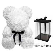 I would like to thank you guys for delivering flowers to my grandma. White With Bow Knot Foam Rose Bear Flower Teddy Doll Box Birthday Wedding Gift Ebay
