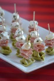 Mozzarella Pearls Are Marinated In Olive Oil Herbs Then Stacked With Salami Cheese Tortellini For An E Phyllo Appetizers Mozzarella Pearls Salami Appetizer