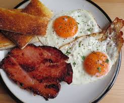 Fried eggs and ham