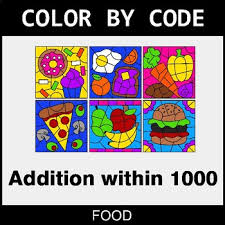 Select from 35970 printable coloring pages of cartoons, animals, nature, bible and many more. Addition Within 1000 Color By Code Coloring Pages Food By Whooperswan