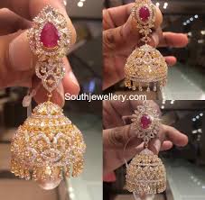 Diamond Ruby Jhumkas Jewellery Designs Jewelry Diamond Jhumkas Gold Necklace Designs