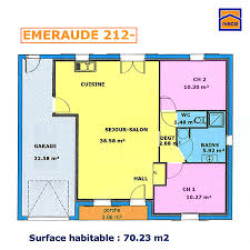 Plan maison moderne plain pied avec véranda, 52 m², 1 chambre. Plan De Maison Individuelle Plain Pied