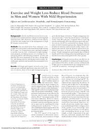 High blood pressure often causes no symptoms, or immediate problems. Pdf Exercise And Weight Loss Reduce Blood Pressure In Men And Women With Mild Hypertension Effects On Cardiovascular Metabolic And Hemodynamic Functioning