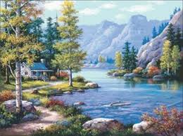 Cross stitch patterns, charting creations. Lakeside Lodge Cross Stitch Pattern