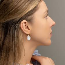 Natural pearl earrings, studs with pearls, hoops with pearls