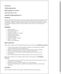 Start editing this quality inspector the above quality inspector resume sample and example will help you write a resume that best highlights your experience and qualifications. Qc Welding Inspector Resume Template Myperfectresume