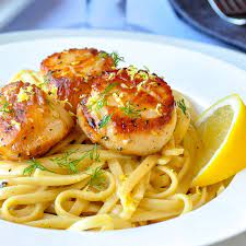 Once the pasta goes in, set a timer for 7 minutes before the pasta will be ready (according to package instructions.) Scallops In A Creamy Lemon Linguine Quinlans Kerry Fish