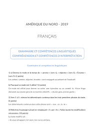 Brevet de Français Amérique du Nord 2019 - Corrigé - AlloSchool