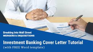 Investment Banking Cover Letter Template Tutorial