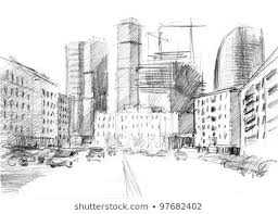 Pencil Drawing Landscape Set Skyscrapers Brooklyn Stock Illustration 140284480 Modern Skyscrapers How To Draw Hands City Sketch