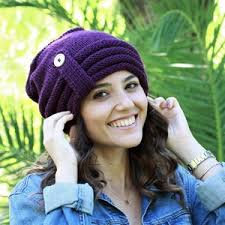 Blackberry Flips to Dark Purple, Slouchy Beanie, Winter Hat, Hand Knit,  Winter Beanie, Skull Cap, Craftcore, Festival Beanie, Pom Pom Beanie