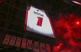 We do it for #heattwitter and for #heatculture. Heat Raise Chris Bosh S No 1 Jersey To The Rafters