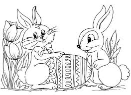 Color pictures of eggs, easter bunnies, baby chicks, easter baskets and more! Two Easter Bunnies With An Easter Egg Coloring Page Download Print Online Coloring Pages For Free Color Nimbus