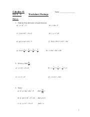 Report math, physics, calculus worksheets. Ws Lg 1 3 Pdf Calculus 12 Lg 1 U2013 3 Name Worksheet Package Part A 1 Find The First Derivative Of Each Function A Y 3x 2 5 B Y 8x 2 C F X 6x 2 Course Hero