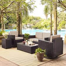 Sand And Brown 5 Piece Wicker Furniture Set Palm Harbor Rc Willey Furniture Store Wicker Sofa Outdoor Outdoor Wicker Furniture Conversation Set Patio