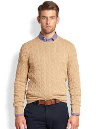 Price reduced from $148 to $88.80. Polo Ralph Lauren Cable Knit Cashmere Crewneck Sweater In Natural For Men Lyst