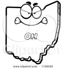Color the ohio buckeye's leaves green and fruit husk brown. Cartoon Clipart Of An Outlined Mad Ohio State Character Black And White Vector Coloring Page By Cory Thoman 1136268