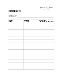 Workout Chart Templates 8 Free Word Excel Pdf Documents