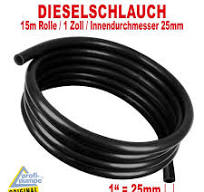 Diesel Gummi-Schlauch 1", schwarz, 15m